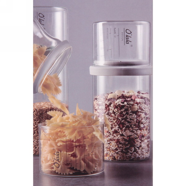 Банка для продуктов стеклянная 800мл "O'lala" с мерный стаканом