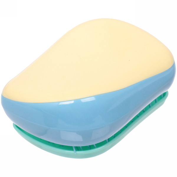 Расческа массажная компактная "Harizma", цвет жёлтый/голубой, в пластиковой коробке, 8*6см