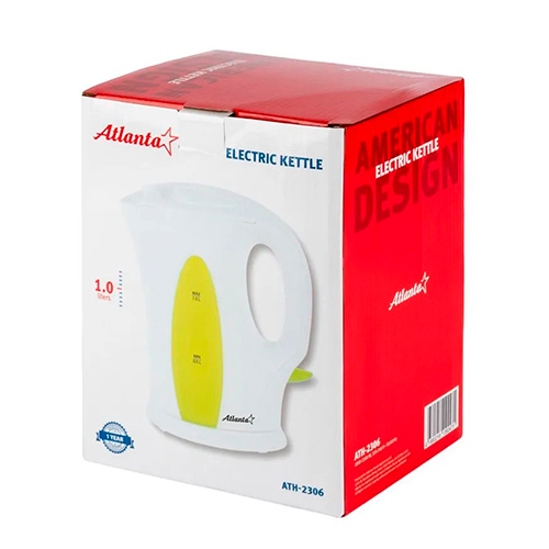 Чайник электрический Atlanta 1 л, 1850-2200 Вт, зеленый