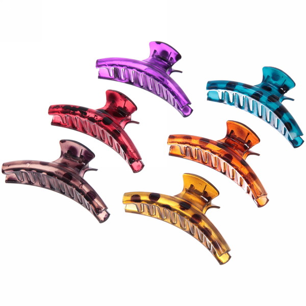 Заколка-краб для волос на блистере "Diana Collection - Rita", микс 6 цветов, 9.5см 