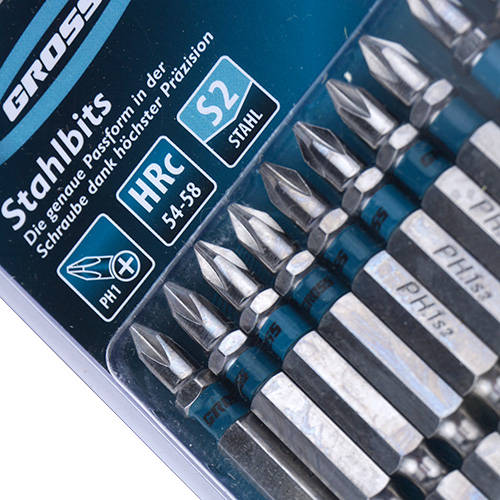 Биты PH1 50мм (10шт) сталь S2 GROSS с магн.наконечником (1/60)