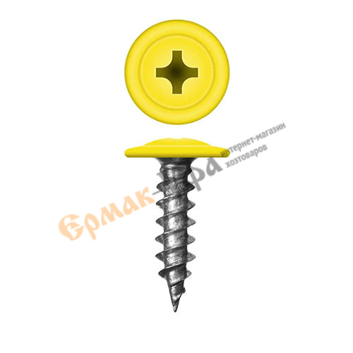Саморез прессшайба острый 4,2х19 RAL-1018 желтый цинк, 1000шт, 1/