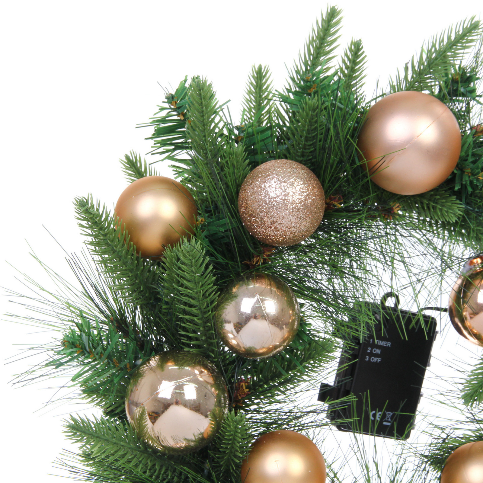 Венок хвойный "Сказочное чудо" d-40 см, ПВХ, литой ПВХ, Шампань