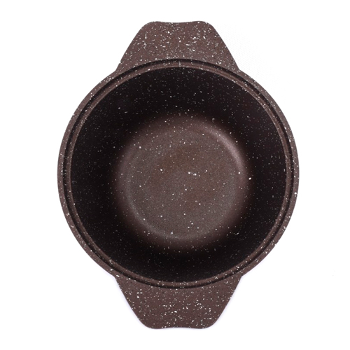 Кастрюля Kukmara 1 л со стеклянной крышкой, антипригарное покрытие, кофейный мрамор