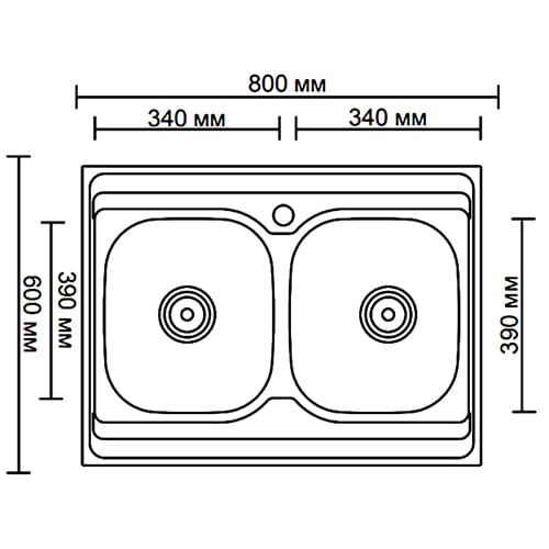 Мойка из нержавеющей стали накладная 60x80 см с переливом Ledeme L98060B