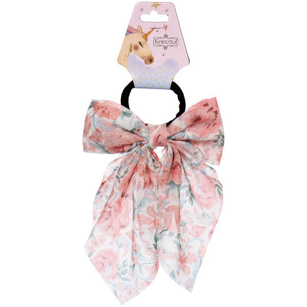 Резинка для волос "ПЕРСЕЯ", пионы, микс 4 цвета, d-5см/11*17см (подвес Кокетка Единорог)