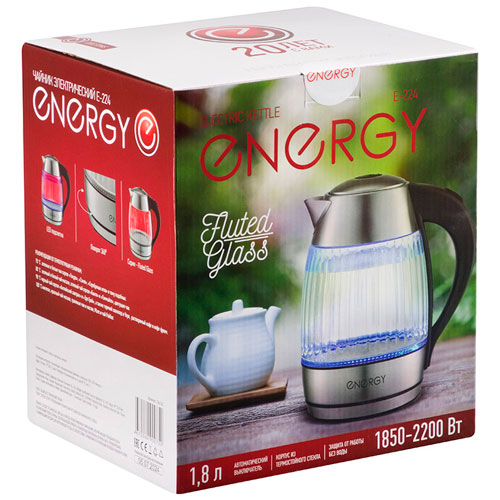 Чайник ENERGY E-224 (1,8 л) рифлёное стекло