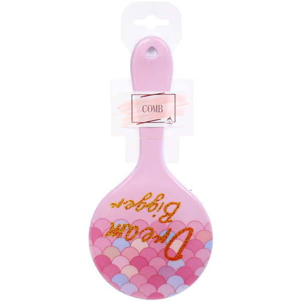 Расческа массажная круглая "ТВОИ МЕЧТЫ", микс 4 дизайна, 22*10см (PVC подвес)