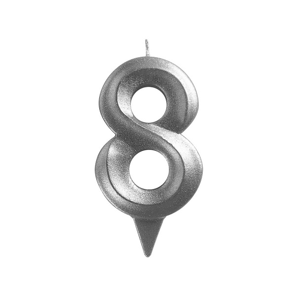 Свеча для торта "Грань" цифра 8 (хром), 8,7х4,3х1,2 см. 