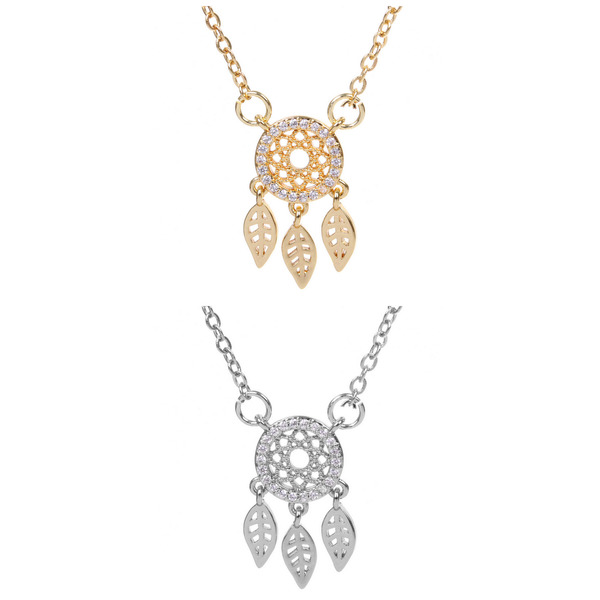 Подвеска из гиппоалергенного сплава со стразами "ЛОВЕЦ СНОВ", цвет серебро и золото, d-20см/1,8см