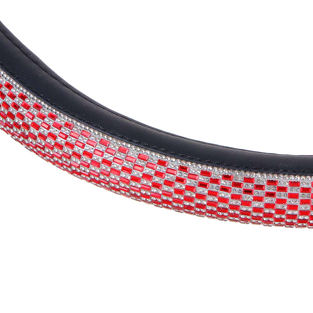 Ермак Оплетка руля, экокожа, кристаллы, красный, размер M