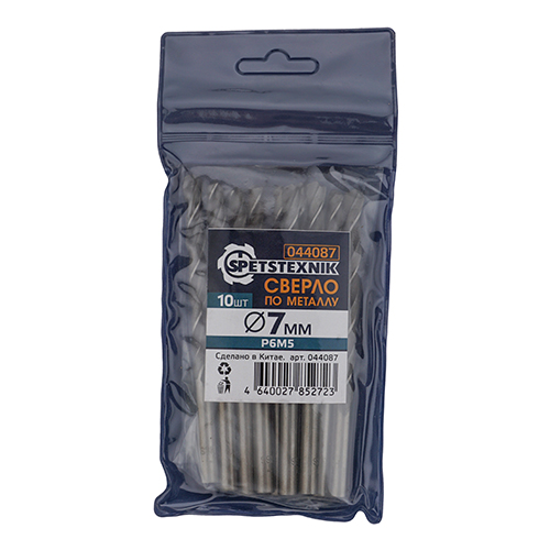 Сверло по металлу 7,0мм SPETSTEXNIK Р6М5, 10/1000