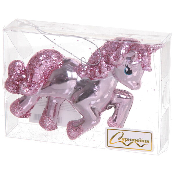 Ёлочная игрушка "Сказочный единорог" 9*3*10 см, розовый