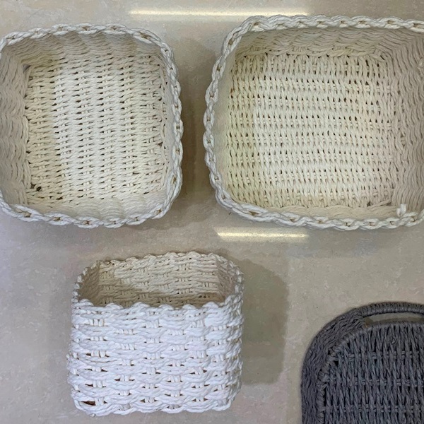 Корзинки интерьерные для хранения 3шт в наборе "Фратто", цвет серый, 13*10/17*12/20*14см (лейбл)