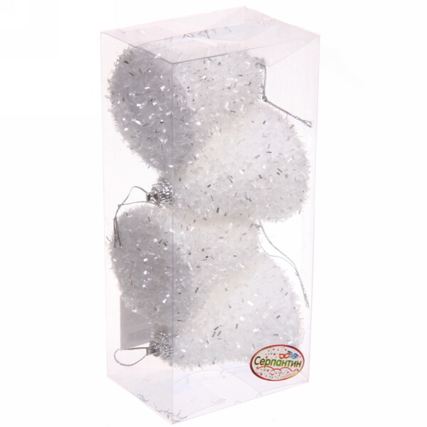 Ёлочные игрушки "Морозный иней" КОЛОКОЛЬЧИК 7 см (набор 4 шт), Белый