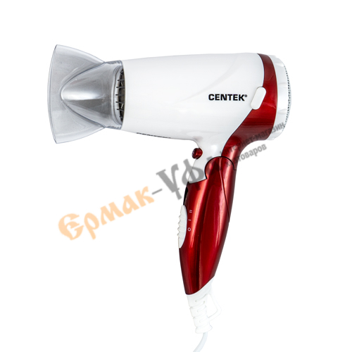 Фен эл. Centek CT-2209 RW 1600Вт, складная ручка, концентратор (белый/красный)