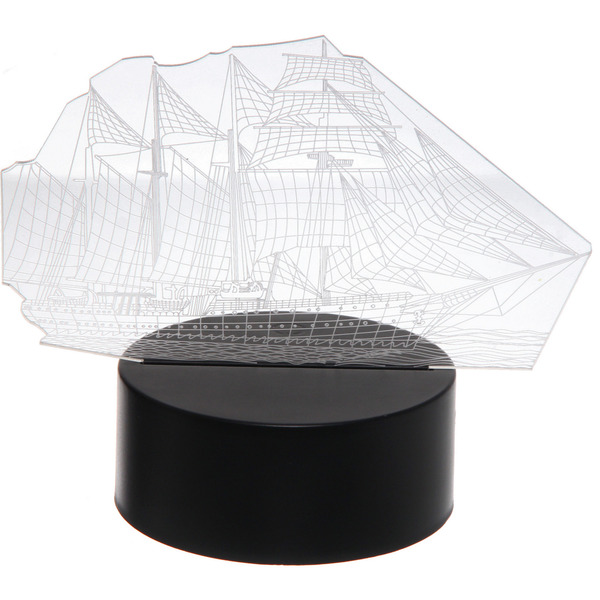 Светильник ночник "3D-Корабль" на пластиковой подставке, с включателем USB