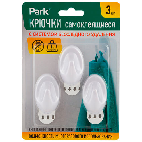 Крючки самоклеящиеся ABS 3х5 см, 3 шт