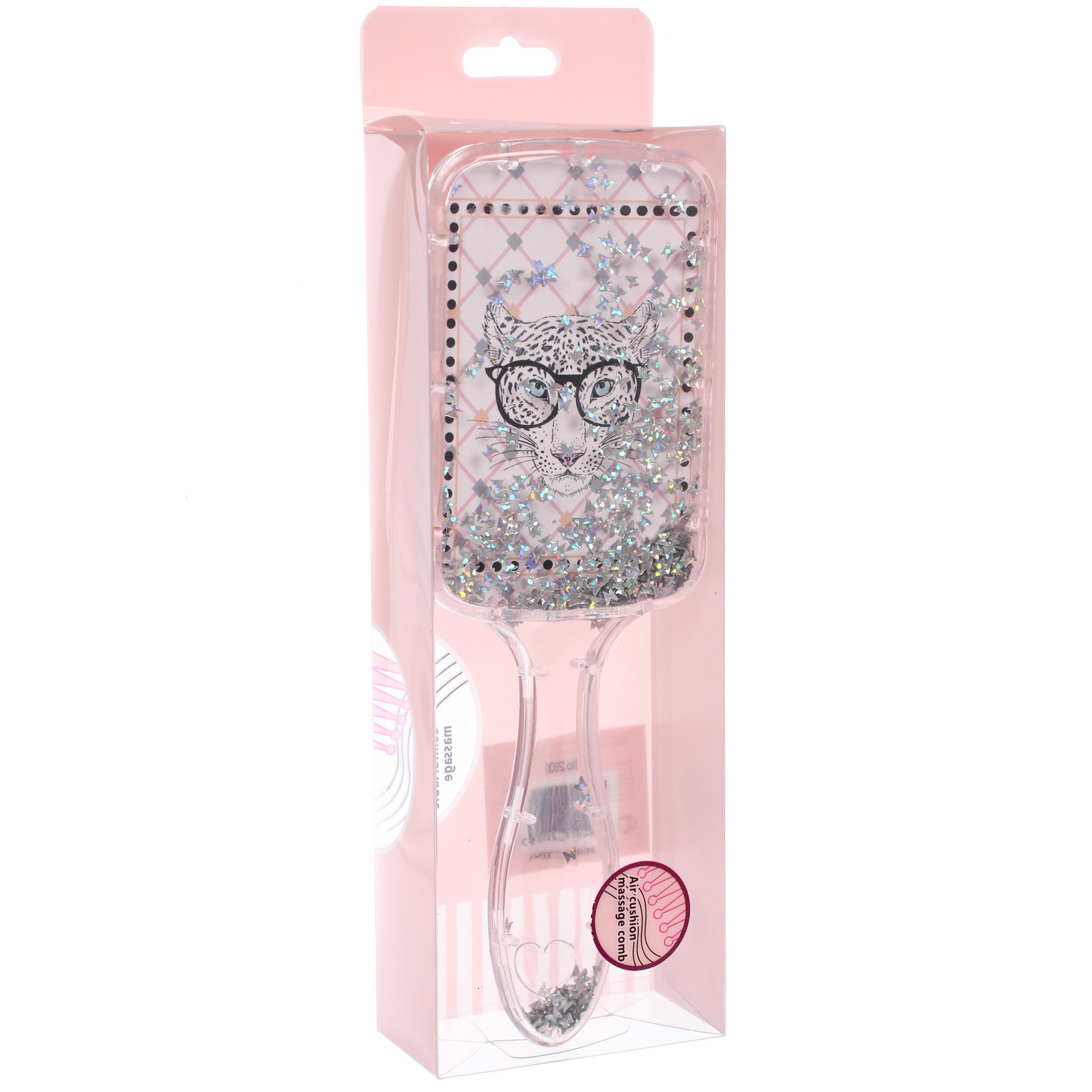 Расческа массажная прямоугольная "ЭЙФОРИЯ", микс 4 дизайна, 23*8,5см (PVC подвес)