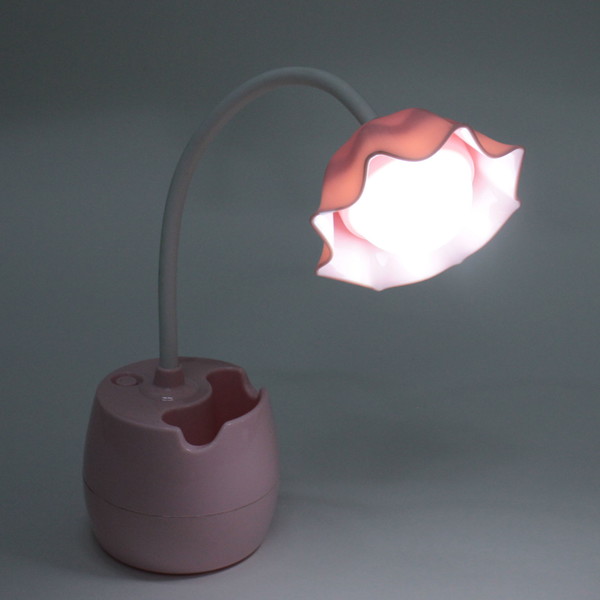 Настольная лампа "Marmalade-Цветок" LED 32*8*8см с подстаканником и держателем для телефона, USB 3.w 5v, Розовый
