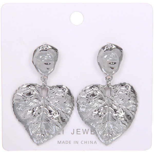 Серьги "ЭЛЛОДИ", листья, цвет золото и серебро, 3*5см