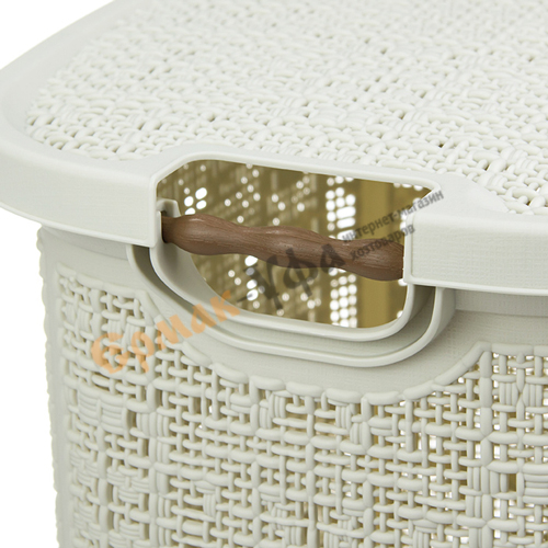 Корзина для белья 30л БЯЗЬ, белый ротанг, 1/5