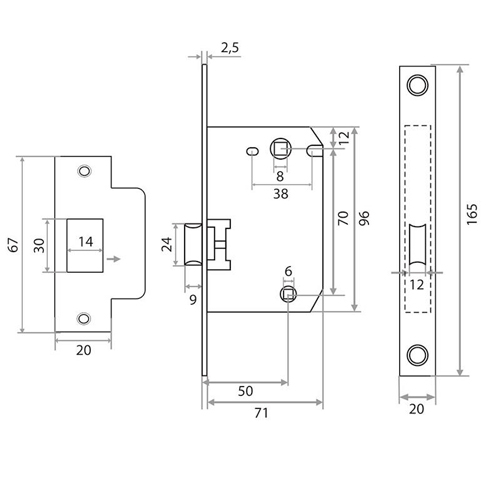 Защелка врезная Trodos 2070WС,пластик, белый мат