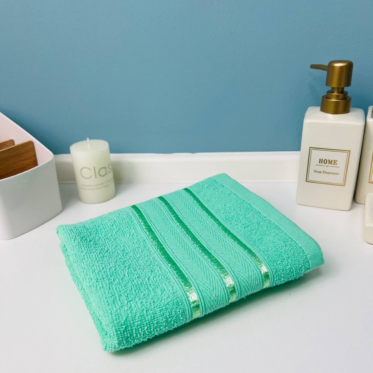 Полотенце махровое 50*80см "Comfort" цвет бирюзовый 01-026, плотность 300гр/м2 TJ, с петелькой-подвесом