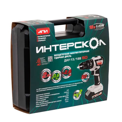 Дрель аккумуляторная, ДАУ 13/18 В 50, Интерскол