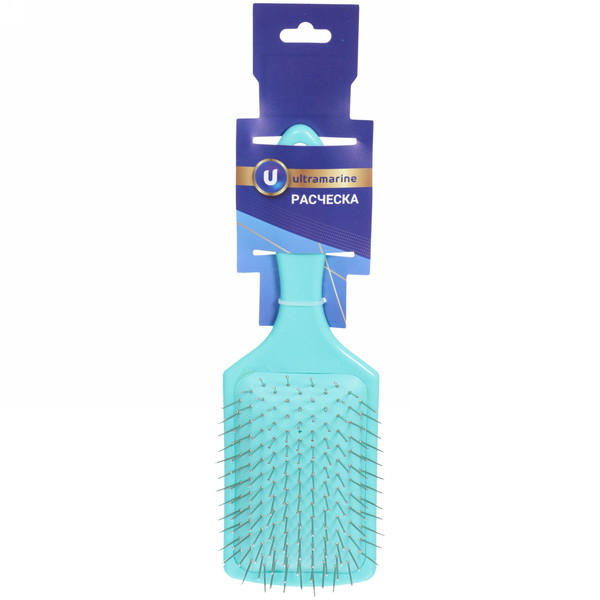Расческа массажная "Valeria", прямоугольная, цвет бирюзовый, 24*8 22,5*7см (блистер Ultramarine)