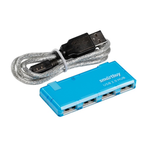 USB 2.0 Хаб Smartbuy 6110, 4 порта, голубой (SBHA-6110-B)