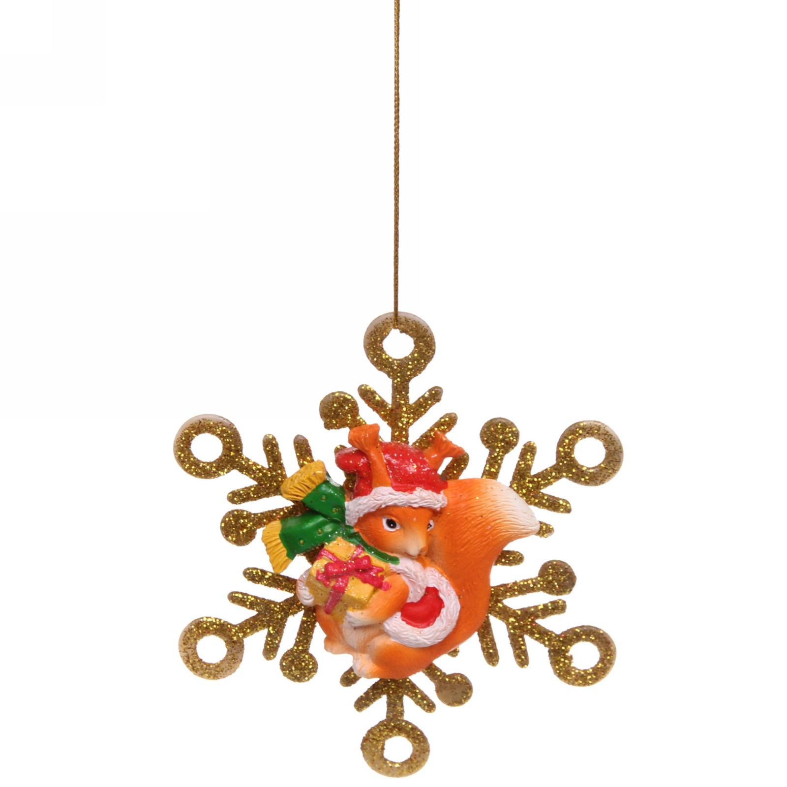 Украшение подвесное "Белочка в снежинке" 11x1,5x11 см (арт.75633)