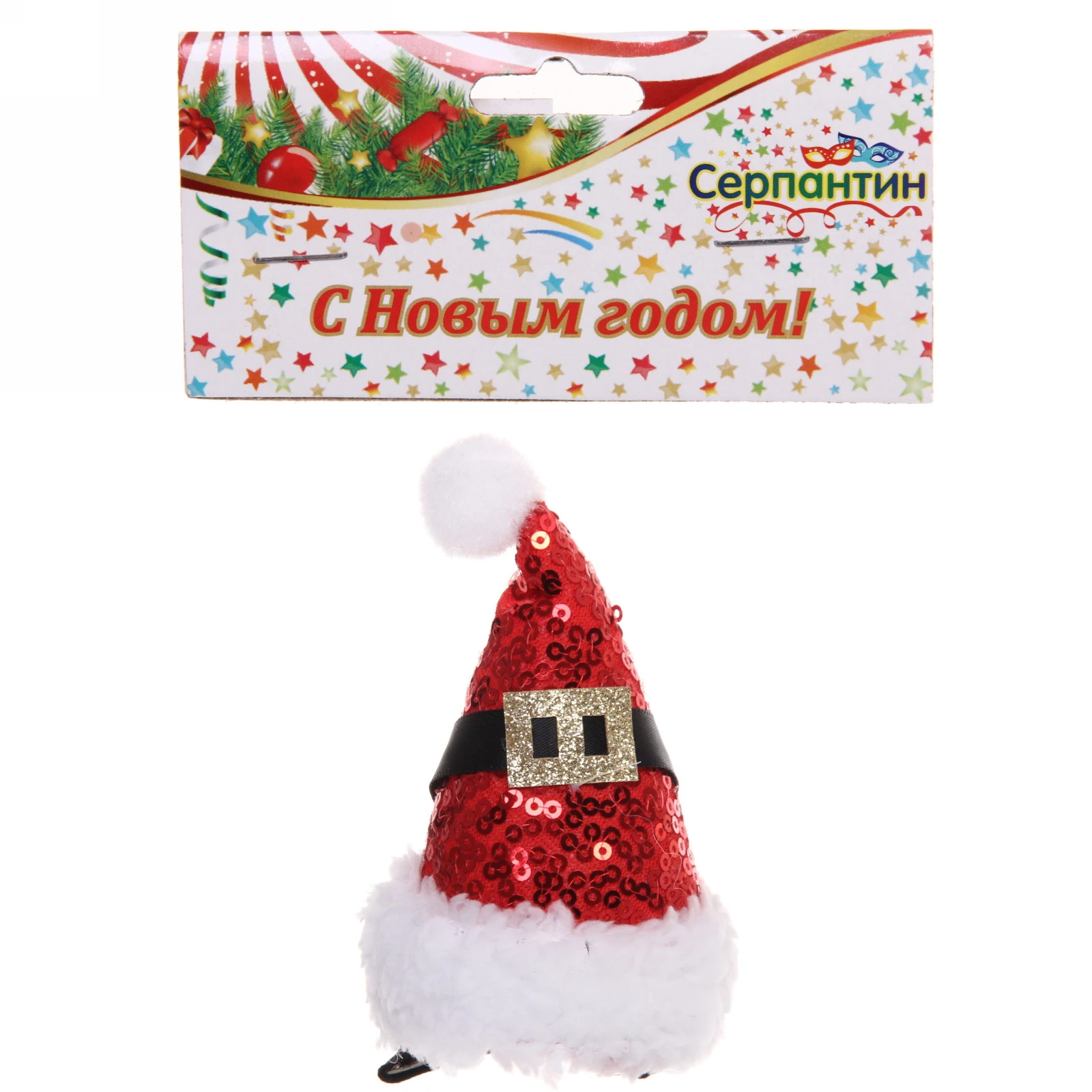 Зажим для волос карнавальный "Колпачки"10х6 см, в ассортименте