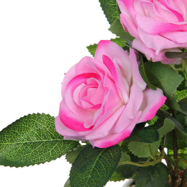 Цветочная композиция "Розовый куст" 42см в горшке, цвет розовый