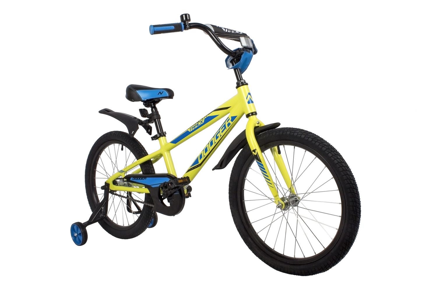 Велосипед NOVATRACK 20" DODGER алюм., зелёный, тормоз нож, короткие крылья, защита цепи А-тип