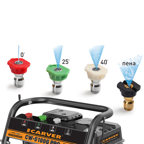 Мойка высокого давления CARVER CW-5100G PRO, 7лс, фрезы 4шт