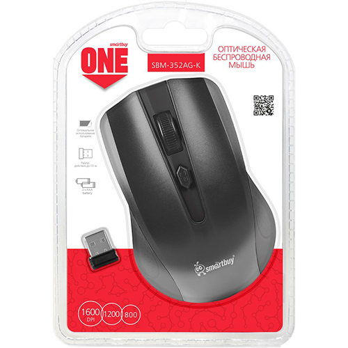Мышь беспроводная Smartbuy ONE 352 черная (SBM-352AG-K) / 60