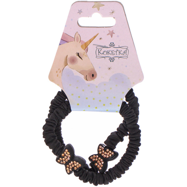 Резинки для волос 2шт "КИРА", бабочки, микс 5 цветов, d-5см (подвес Единорог)