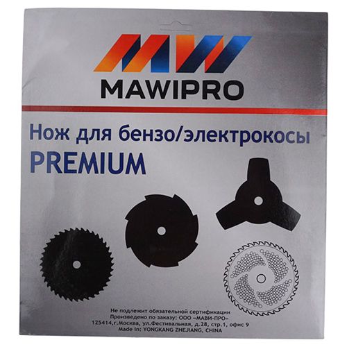 Нож для бензо/электрокосы MAWIPRO 255х1,6x25,4x4Т PREMIUM