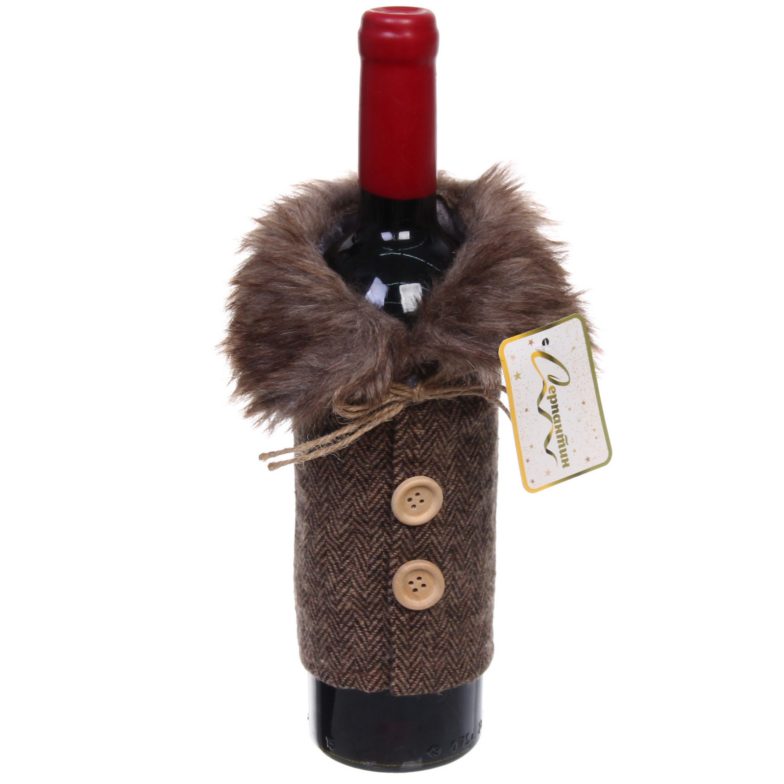 Украшение на бутылку "Теплый наряд" 12*24 см