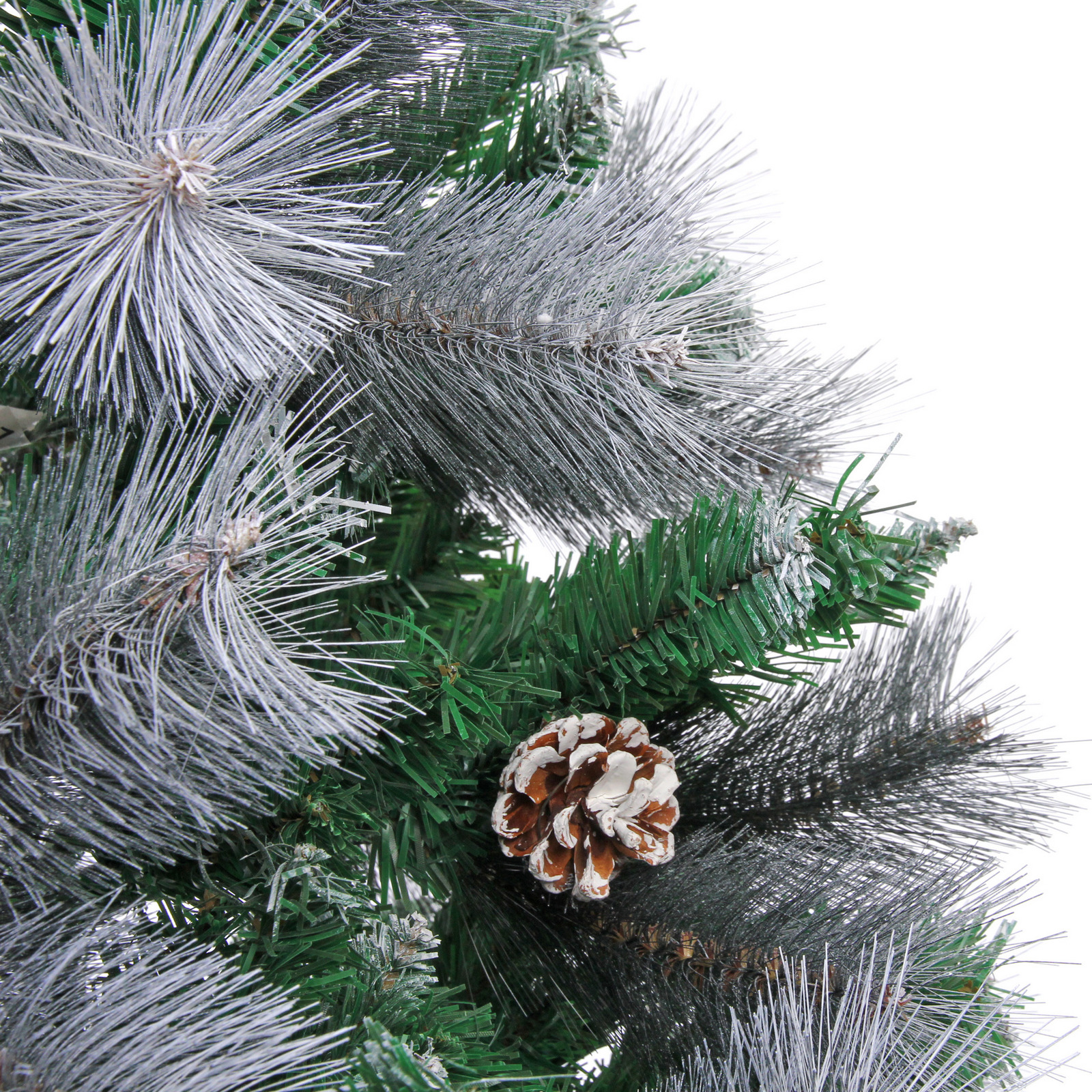 Ёлка "Богемия" 180 см, ПВХ+Леска, шишки, белое напыление (680 веток)