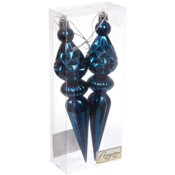 Ёлочные игрушки "Сказочная сосулька" 17,8 см, Сапфир (набор 2 шт)