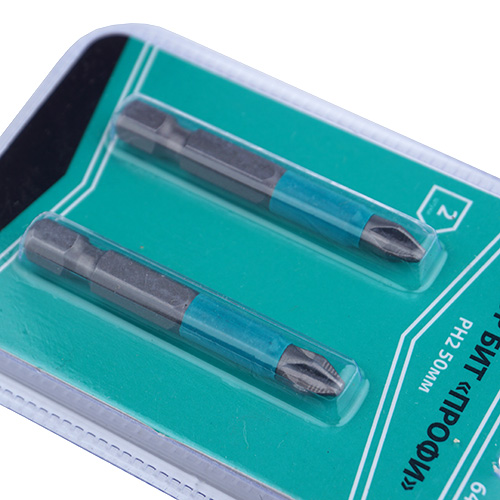 Биты PH2 50 мм ПРОФИ, PH2, 50мм, сталь S2, 2 шт. (1/500)