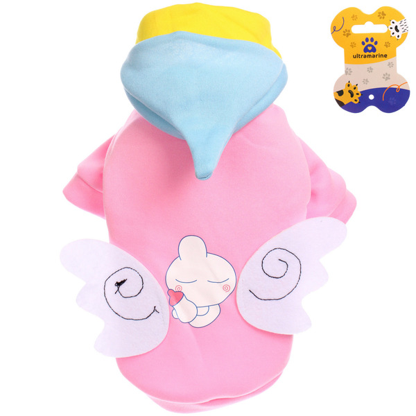 Кофта - толстовка с капюшоном для собак мелких пород "МОДНЫЙ БРО", ангел, размер L (45*35*26см) Ultramarine