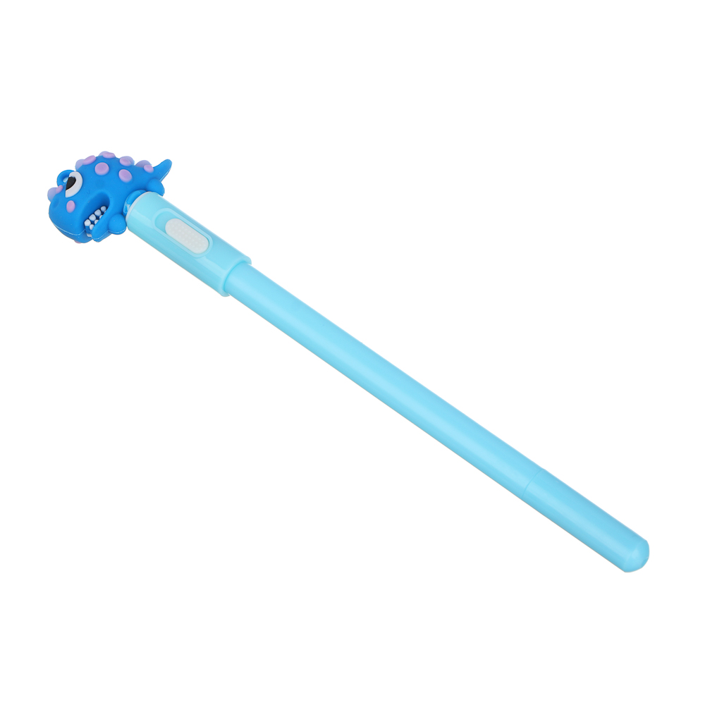 Ручка шариковая синяя, наконечник в форме динозаврика, подсветка, корпус 18,3 см, 4 дизайна