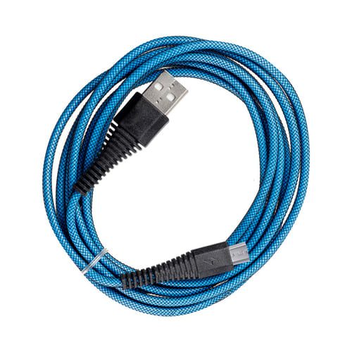 Дата-кабель Smartbuy USB - micro USB, "карбон", экстрапрочный, 1.0 м, до 2А, синий (iK-10n-2 blue)