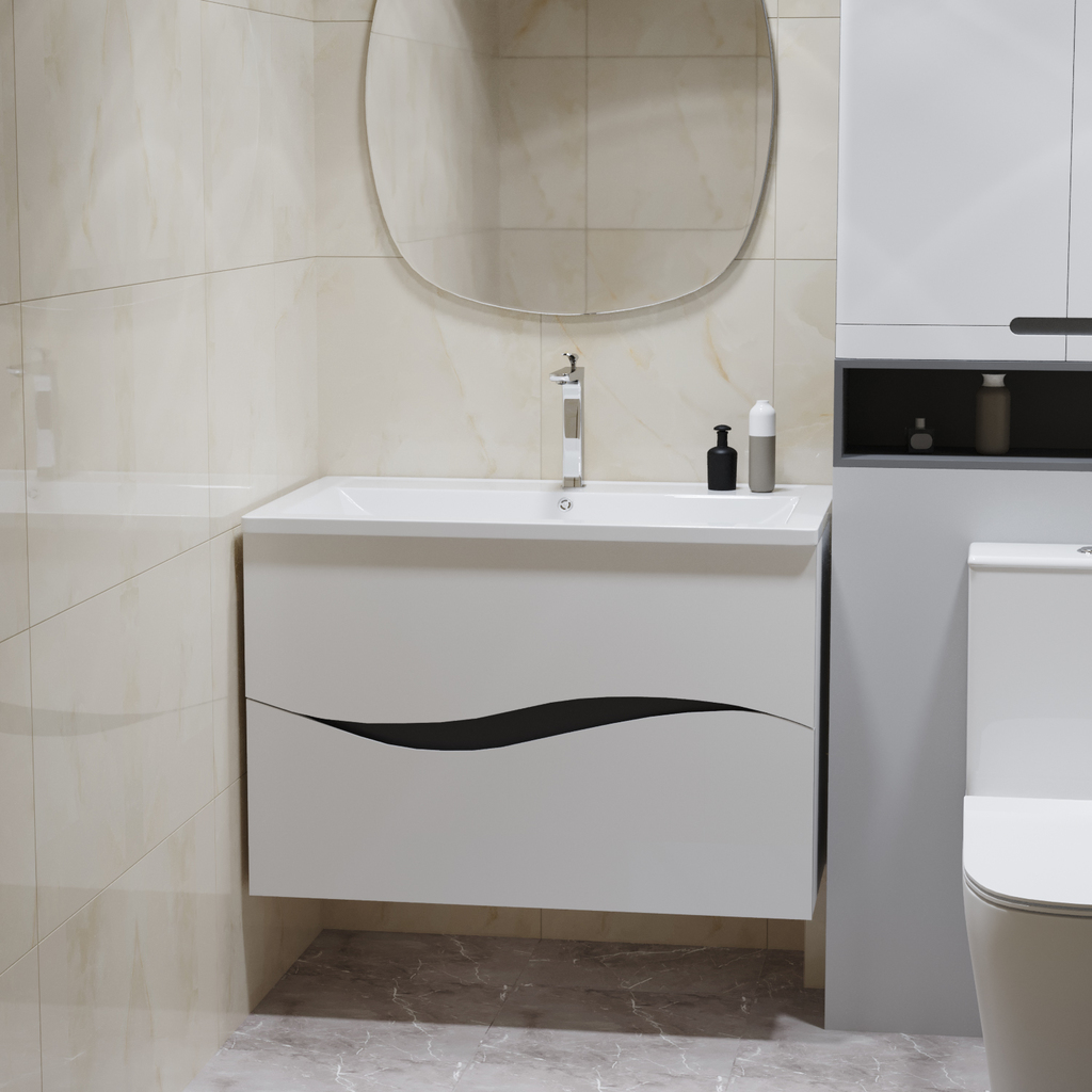 Тумба д/ванной "Лайф-80" (ОТДЕЛЬНО ПРИОБРЕТАЕТСЯ РАКОВИНА) подвесная под раковину Марго-80 (MIXLINE) (ПВХ) (раковина в комплект не входит)