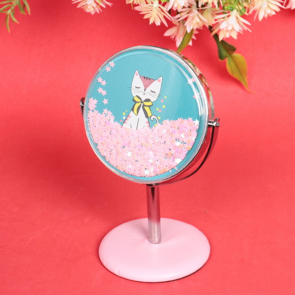 Зеркало настольное на ножке "Stylish image - Котик Пушок", круг, 8*14 см (картон. коробка)