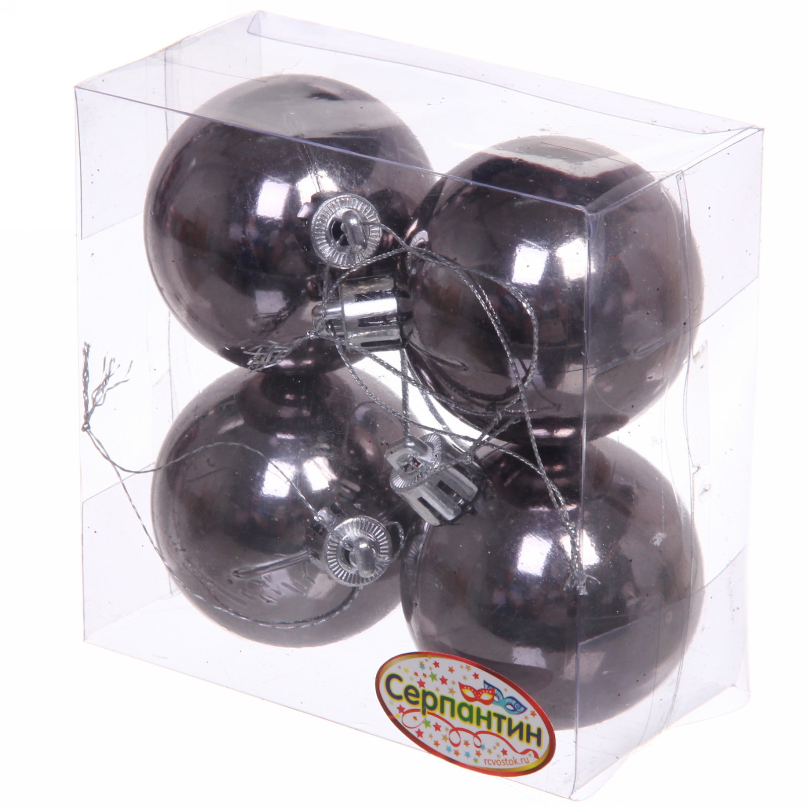 Новогодние шары 5 см (набор 4 шт) "Глянец", графит