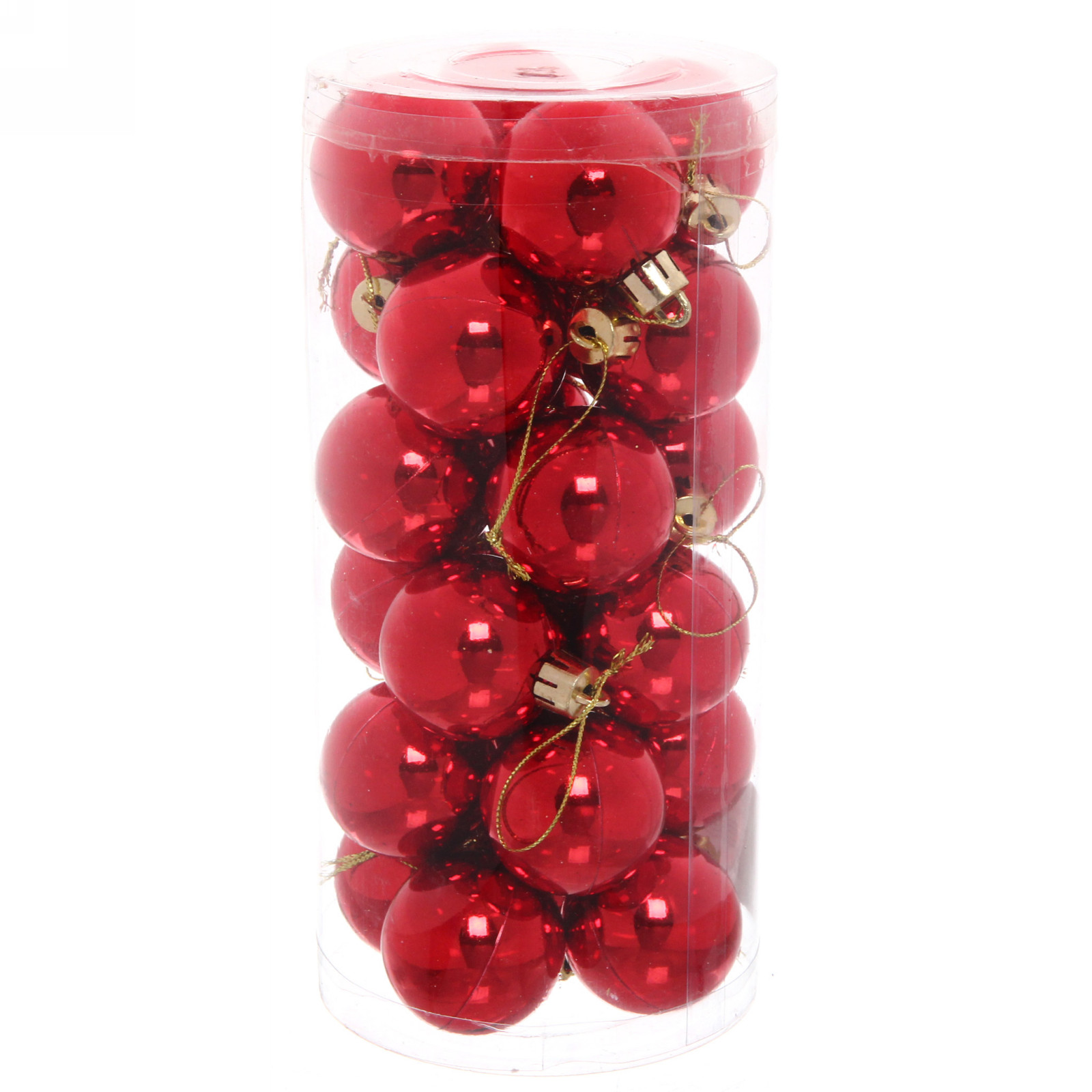 Новогодние шары 4 см (набор 24 шт) "Глянец", красный